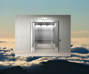 Elevator in clouds